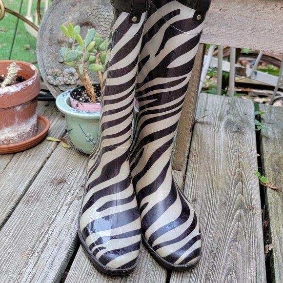 Lauren Ralph Lauren Zebra Rain Boots size 8 - Picture 4 of 5
